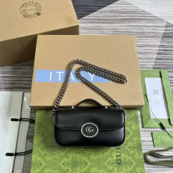 Gucci 760194 Petite GG Super Mini Taška Černá