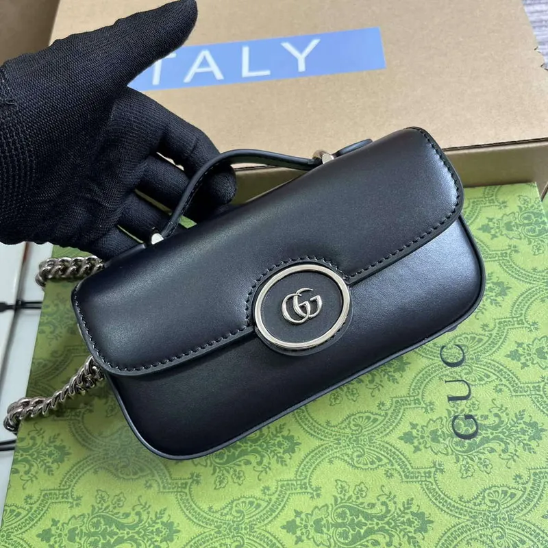Gucci 760194 Petite GG Super Mini Taška Černá