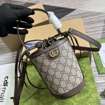 Gucci 760199 Ophidia Mini Bucket Bag Hnědá
