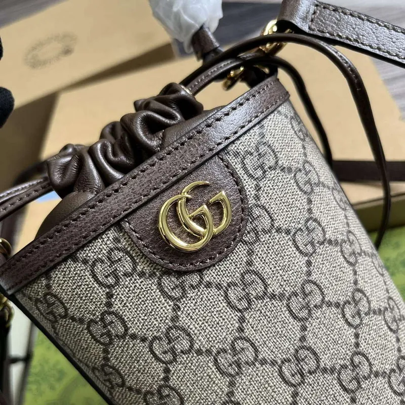 Gucci 760199 Ophidia Mini Bucket Bag Hnědá