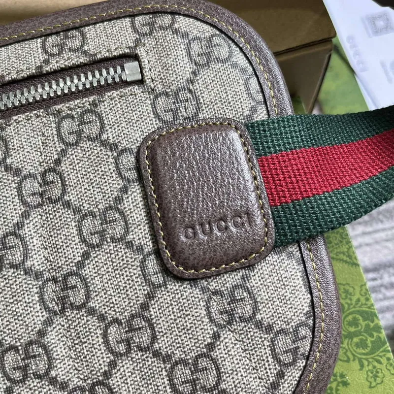 Gucci 760217 GG Pásková taška Hnědá