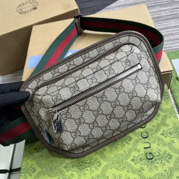 Gucci 760217 GG Pásková taška Hnědá