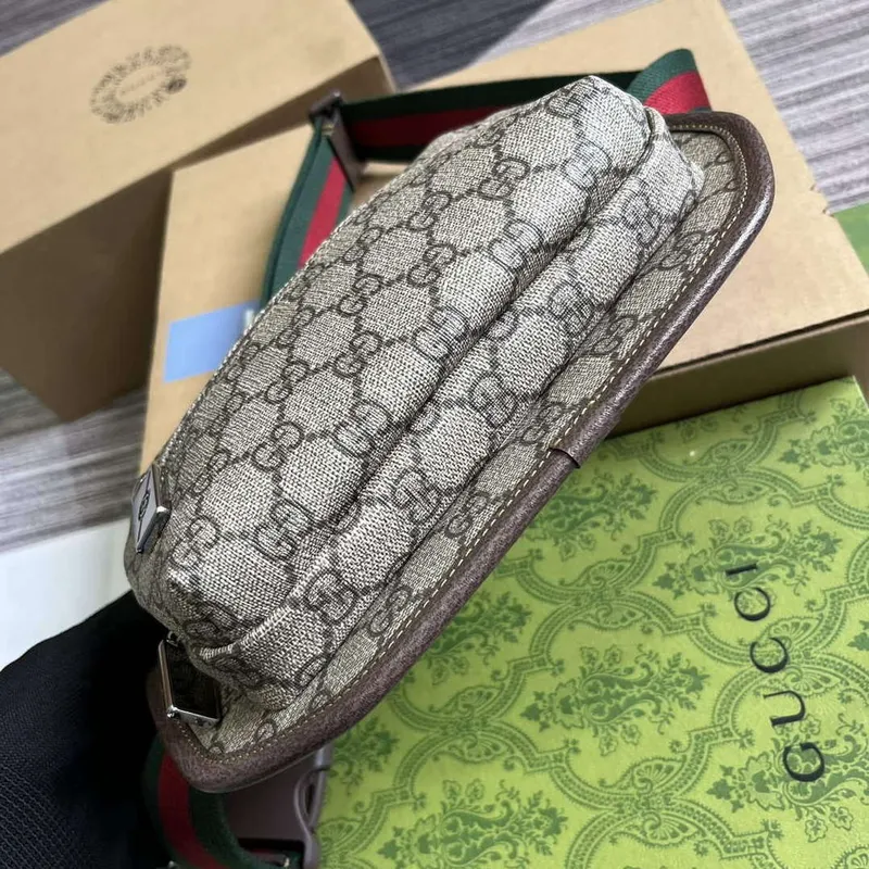 Gucci 760217 GG Pásková taška Hnědá