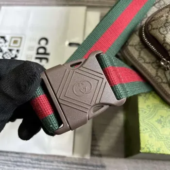 Gucci 760217 GG Pásková taška Hnědá