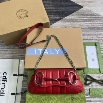 Gucci 764339 Gucci Horsebit Chain Malá Kabelka přes Rameno Červená