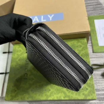 Gucci 449246 Gucci Sima kožený zip kolem pouzdra černá