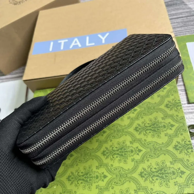 Gucci 449246 Gucci Sima kožený zip kolem pouzdra černá