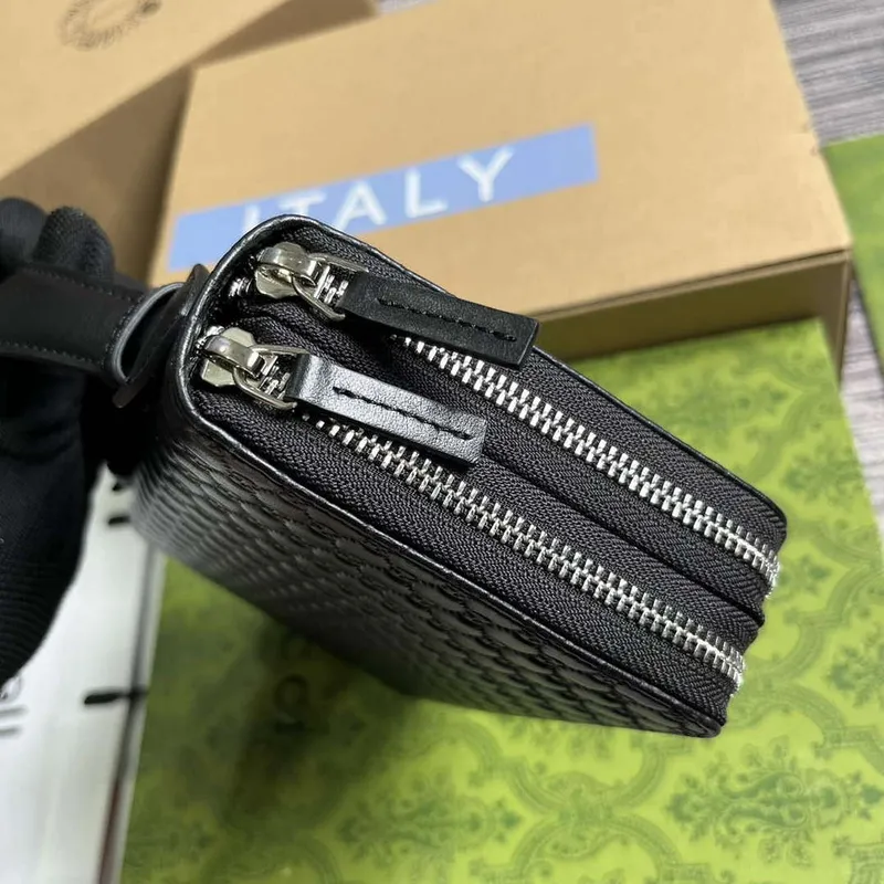 Gucci 449246 Gucci Sima kožený zip kolem pouzdra černá