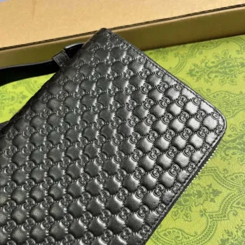 Gucci 449246 Gucci Sima kožený zip kolem pouzdra černá