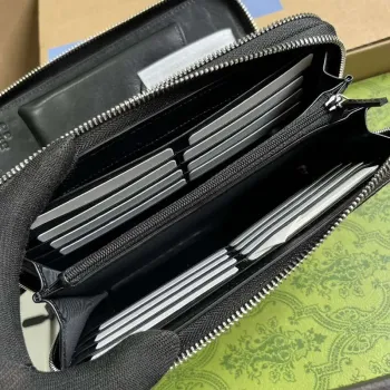 Gucci 449246 Gucci Sima kožený zip kolem pouzdra černá