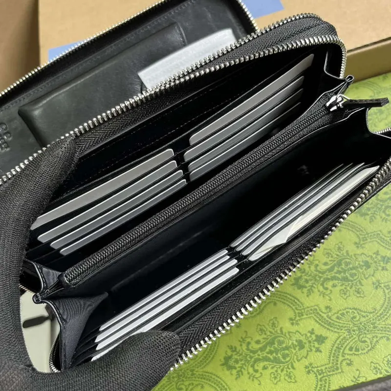 Gucci 449246 Gucci Sima kožený zip kolem pouzdra černá