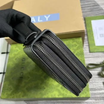 Gucci 395474 Guccissima kožené pouzdro na zip černé