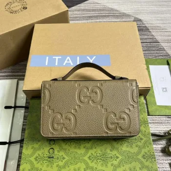 Gucci 751760 Jumbo GG cestovní dokladová taška šedá