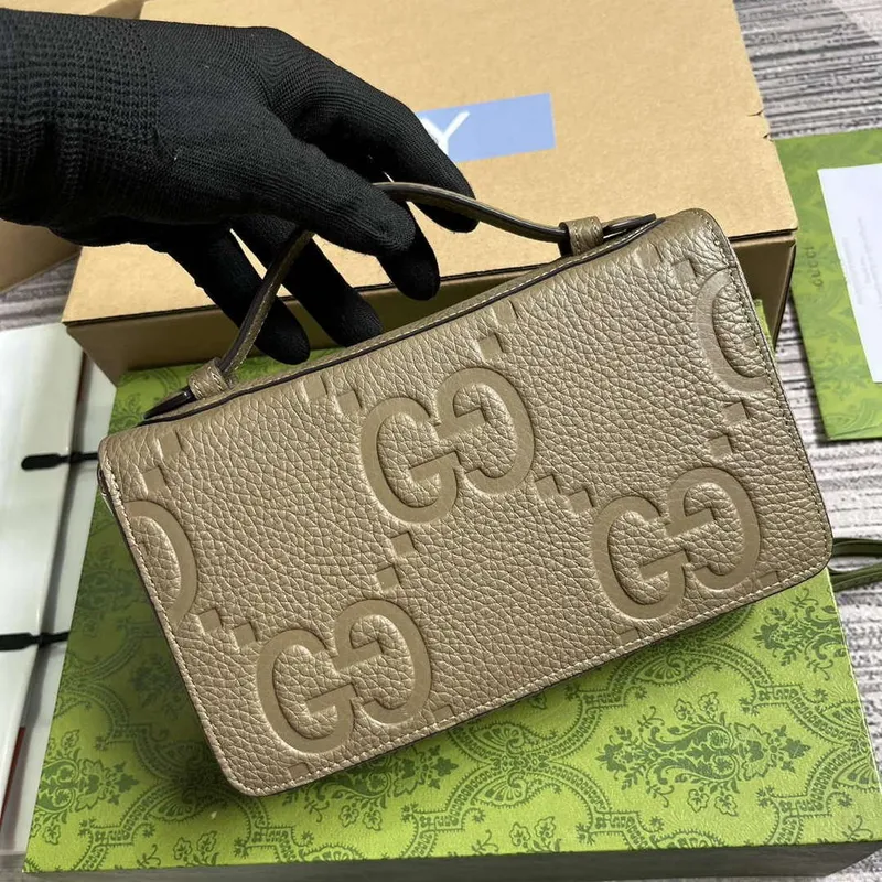 Gucci 751760 Jumbo GG cestovní dokladová taška šedá