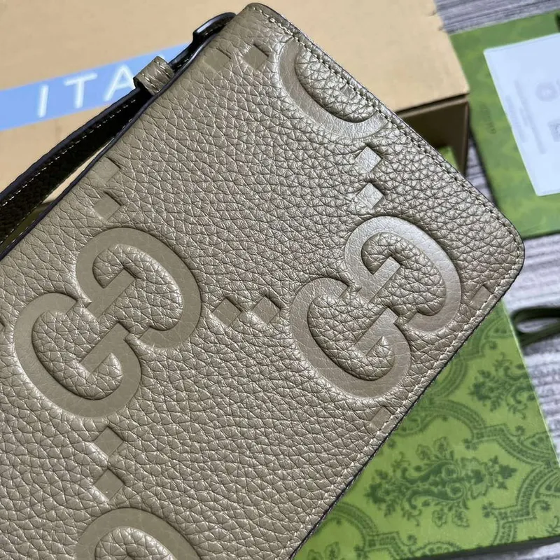 Gucci 751760 Jumbo GG cestovní dokladová taška šedá