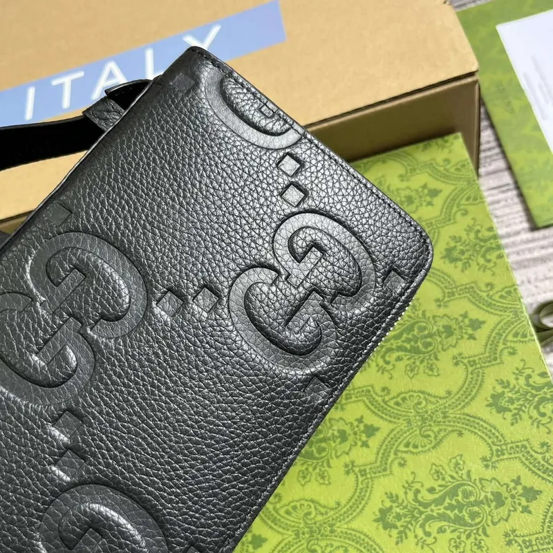 Gucci 751760 Jumbo GG cestovní dokladová taška černá