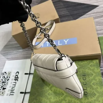 Gucci 764339 Gucci Horsebit Chain Malá Kabelka přes Rameno Bílá