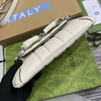 Gucci 764339 Gucci Horsebit Chain Malá Kabelka přes Rameno Bílá