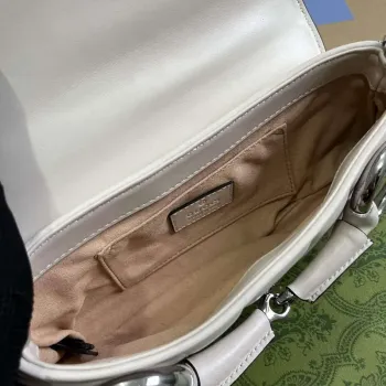 Gucci 764339 Gucci Horsebit Chain Malá Kabelka přes Rameno Bílá