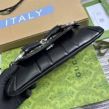 Gucci 764339 Gucci Horsebit Chain Malá Kabelka přes Rameno Černá