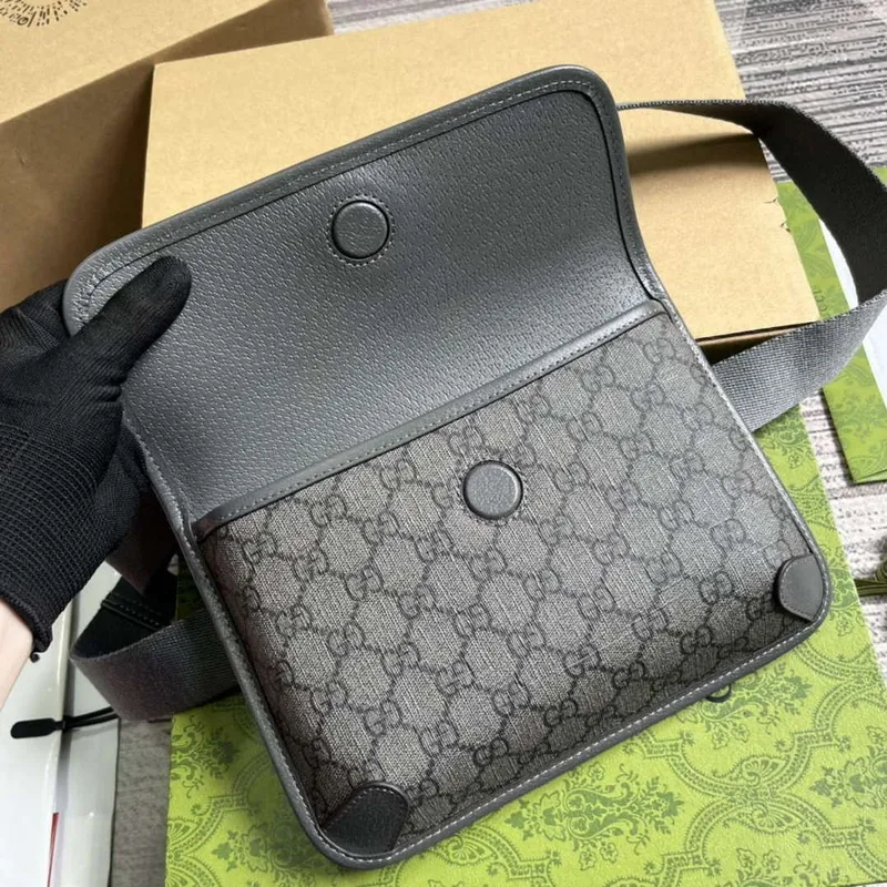 Gucci 752597 Ophidia GG Malá Pásková Taška Šedá