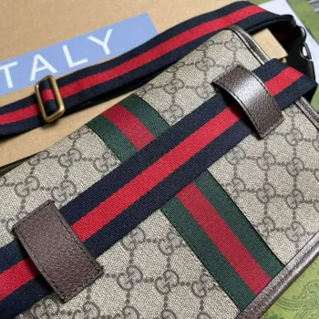 Gucci 752597 Ophidia GG Malá Pásková Taška Hnědá