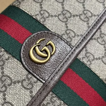 Gucci 752597 Ophidia GG Malá Pásková Taška Hnědá