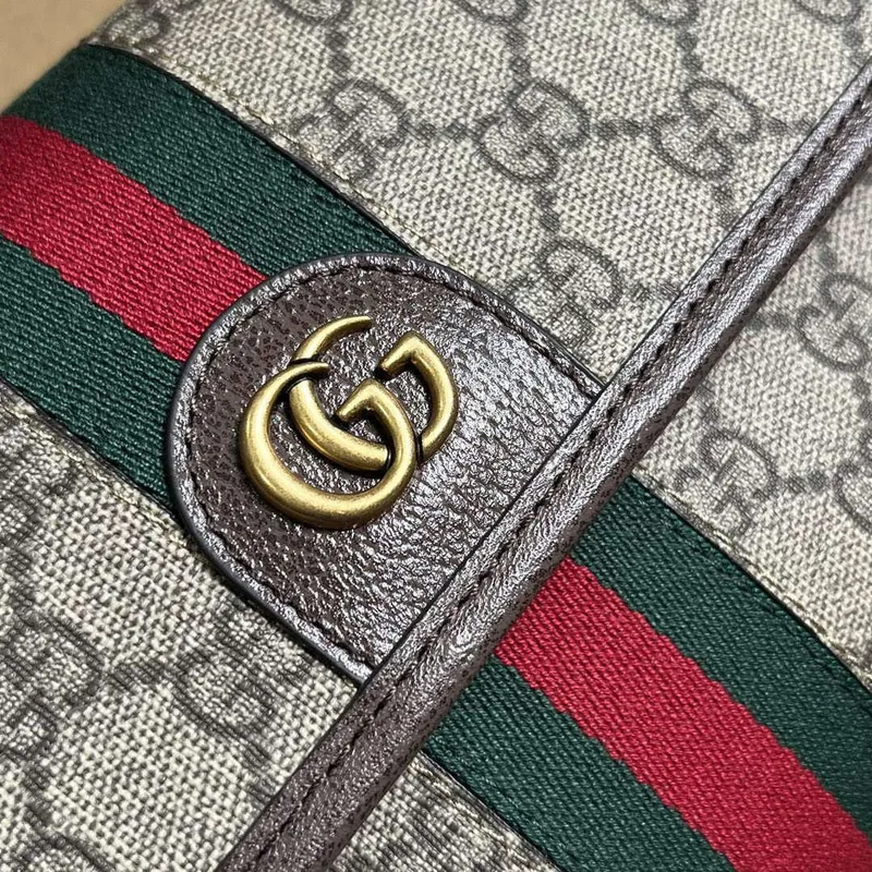 Gucci 752597 Ophidia GG Malá Pásková Taška Hnědá