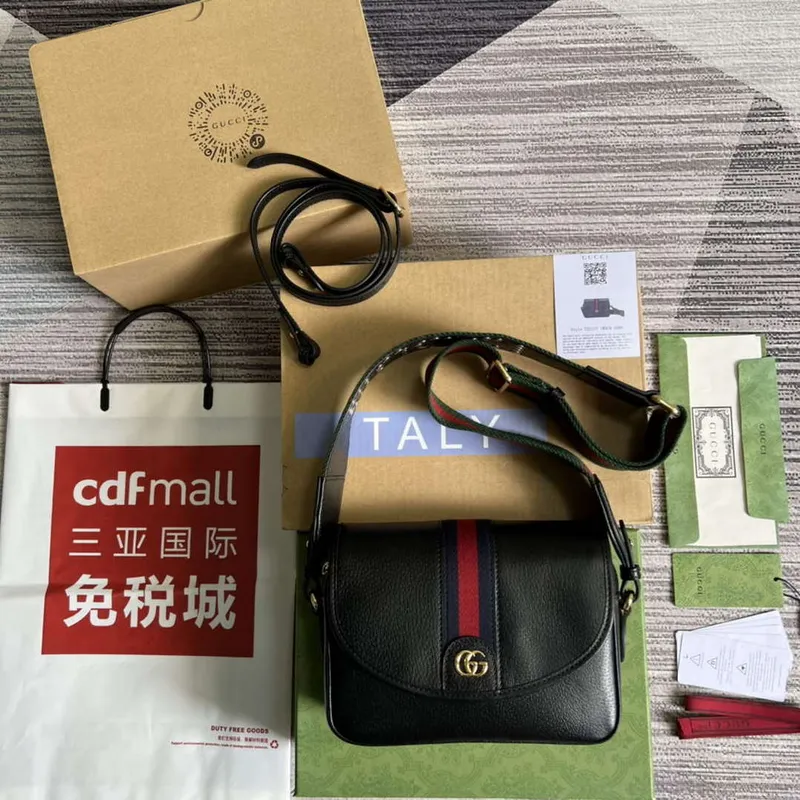 Gucci 722117 Ophidia Mini Gg Kabelka přes rameno Černá