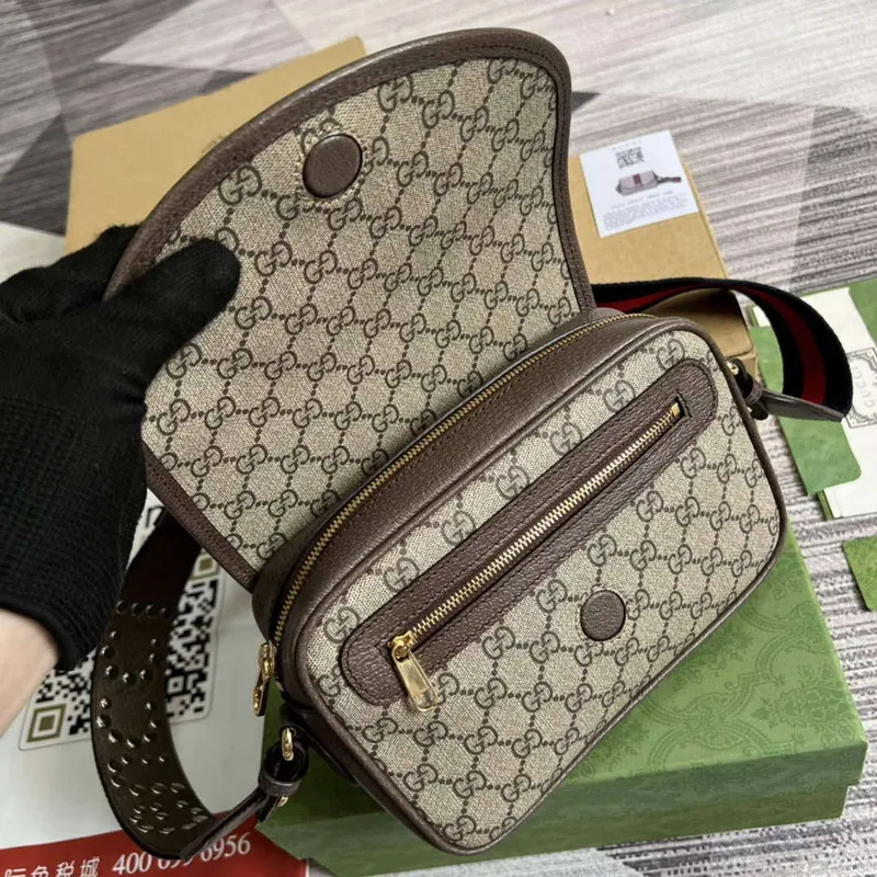 Gucci 722117 Ophidia Mini Gg Kabelka přes rameno Hnědá