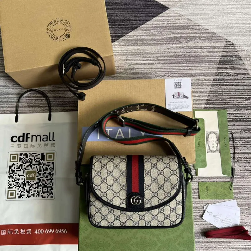 Gucci 722117 Ophidia Mini Gg Kabelka přes rameno Modrá