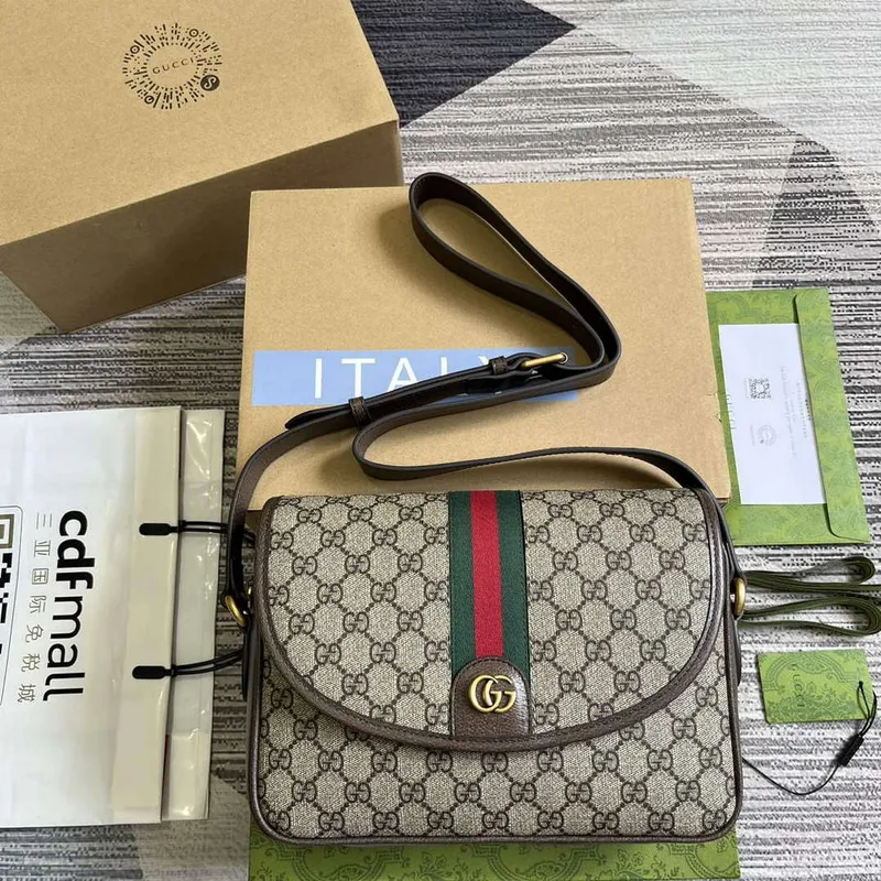 Gucci 724704 Ophidia Messenger Bag Hnědá