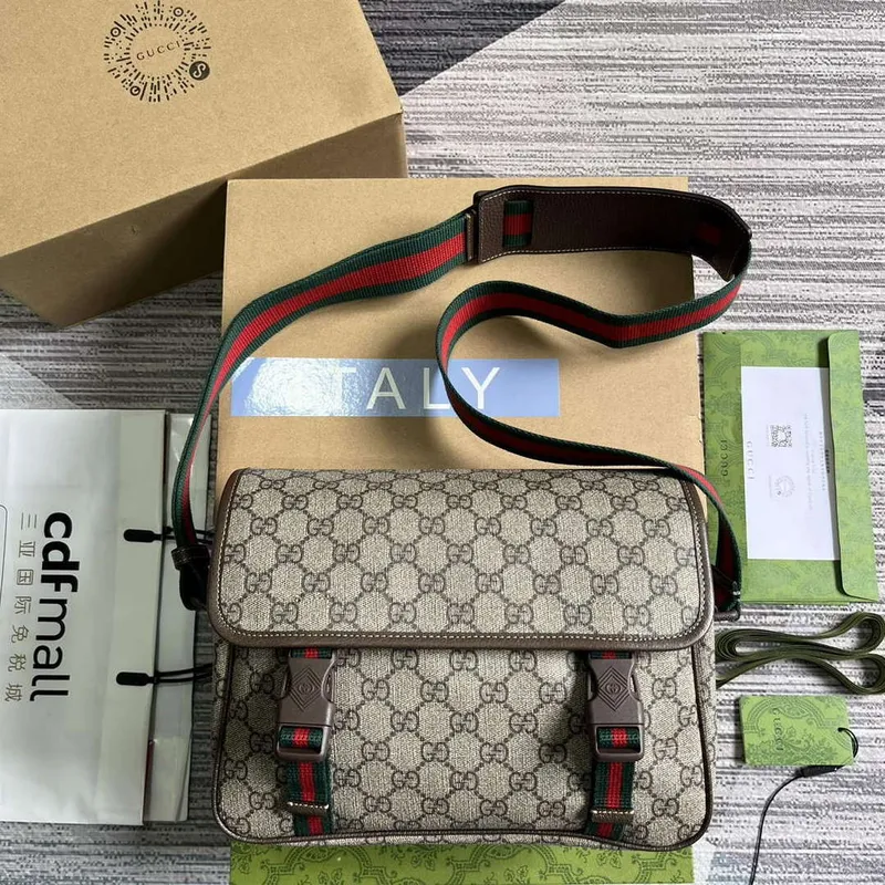 Gucci 760123 GG Messenger Bag Hnědá