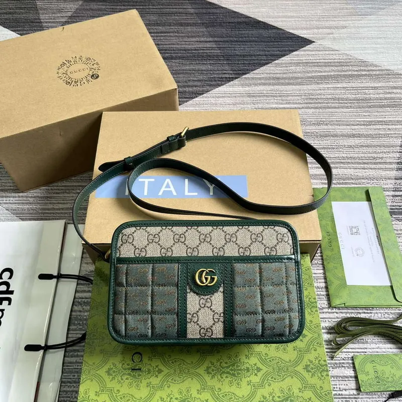 Gucci 751914 Mini GG Canvas Mini Ramenní Taška Zelená