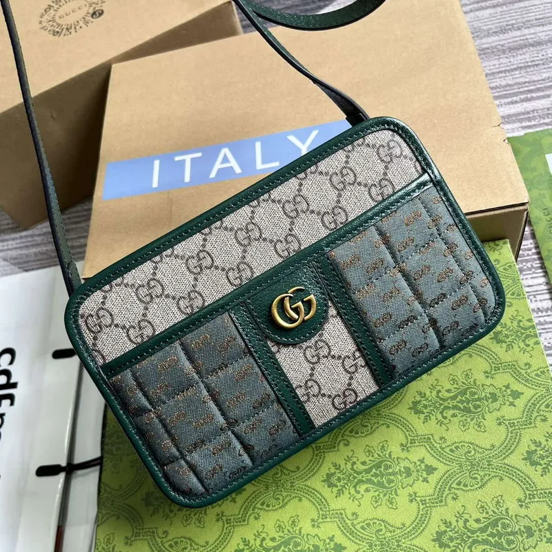 Gucci 751914 Mini GG Canvas Mini Ramenní Taška Zelená