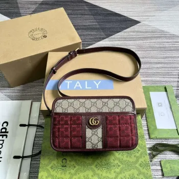 Gucci 751914 Mini GG Canvas Mini Ramenní Taška Červená