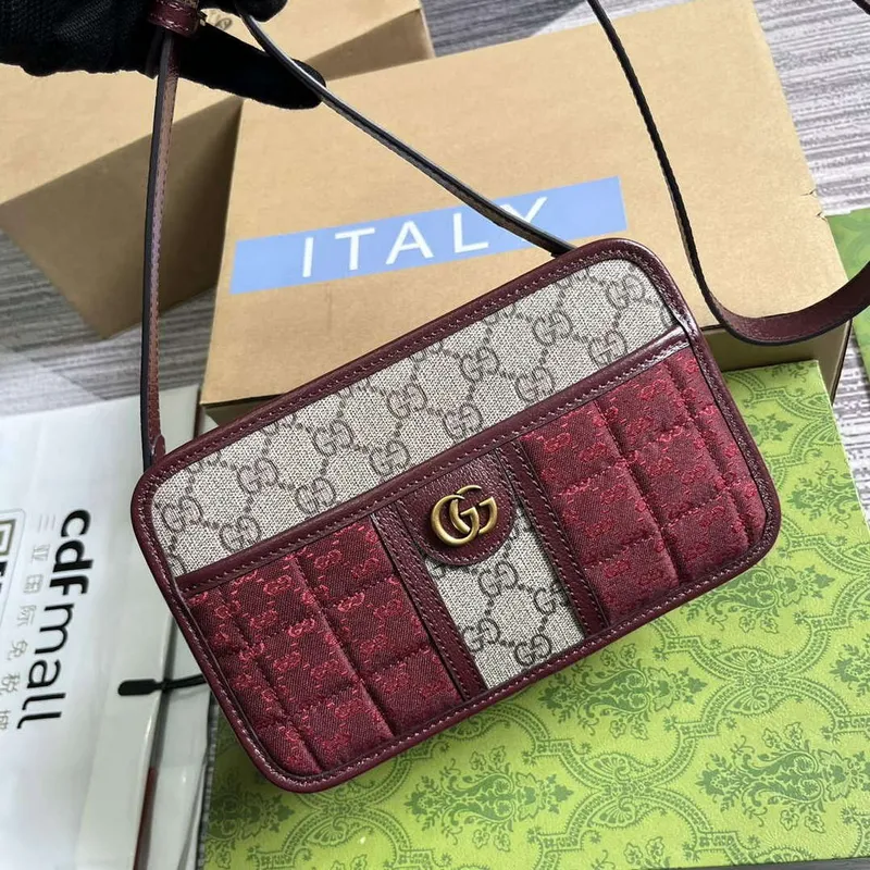 Gucci 751914 Mini GG Canvas Mini Ramenní Taška Červená