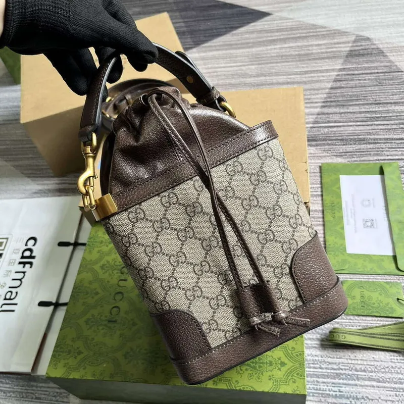 Gucci 752583 Ophidia GG Bucket Bag Hnědá