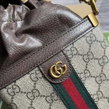 Gucci 752583 Ophidia GG Bucket Bag Hnědá