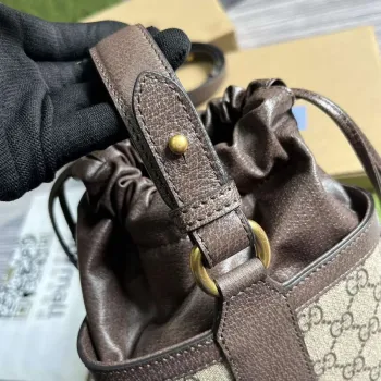 Gucci 752583 Ophidia GG Bucket Bag Hnědá
