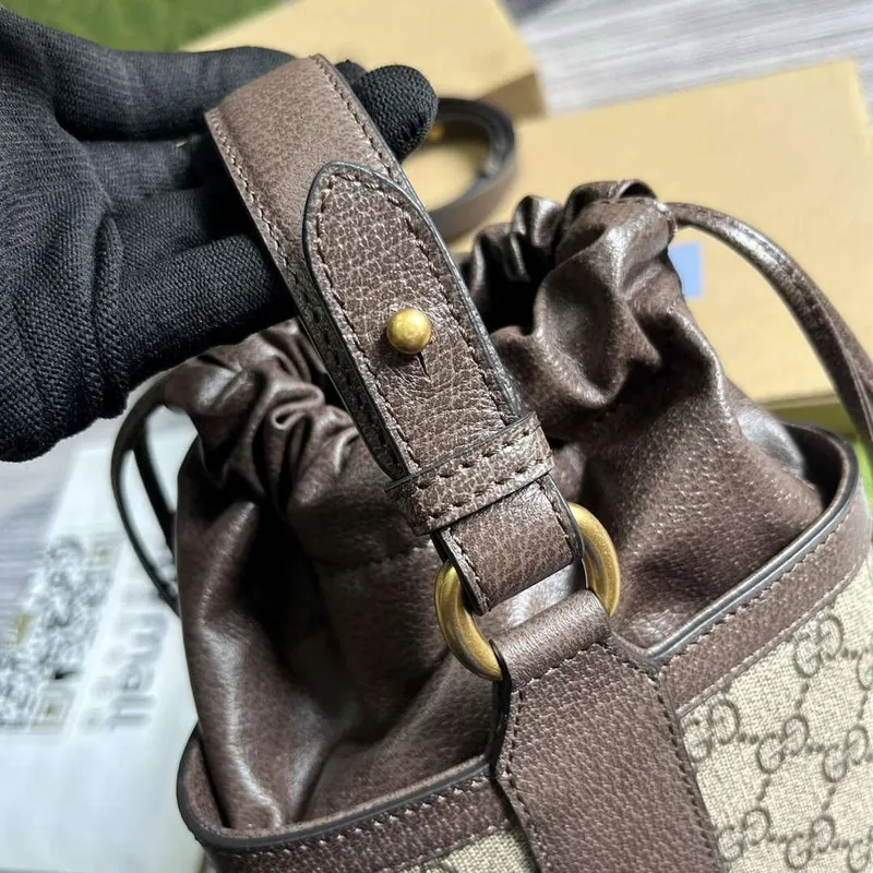 Gucci 752583 Ophidia GG Bucket Bag Hnědá