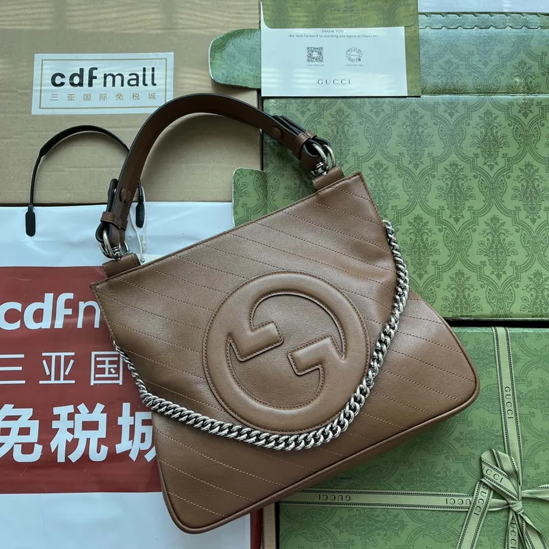Gucci 751518 GG Blondie Malá taška přes rameno v hnědé kůži