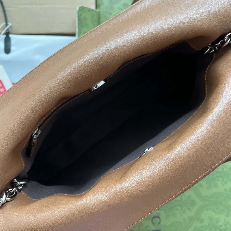 Gucci 751518 GG Blondie Malá taška přes rameno v hnědé kůži