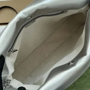 Gucci 751516 Blondie Medium Tote taška ve stříbrné kůži