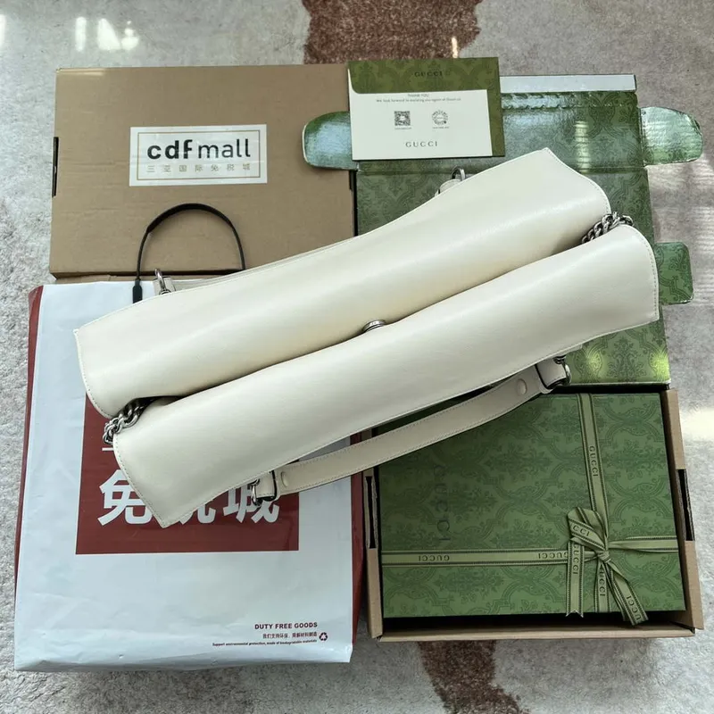 Gucci 751516 Blondie Medium Tote taška v bílé kůži