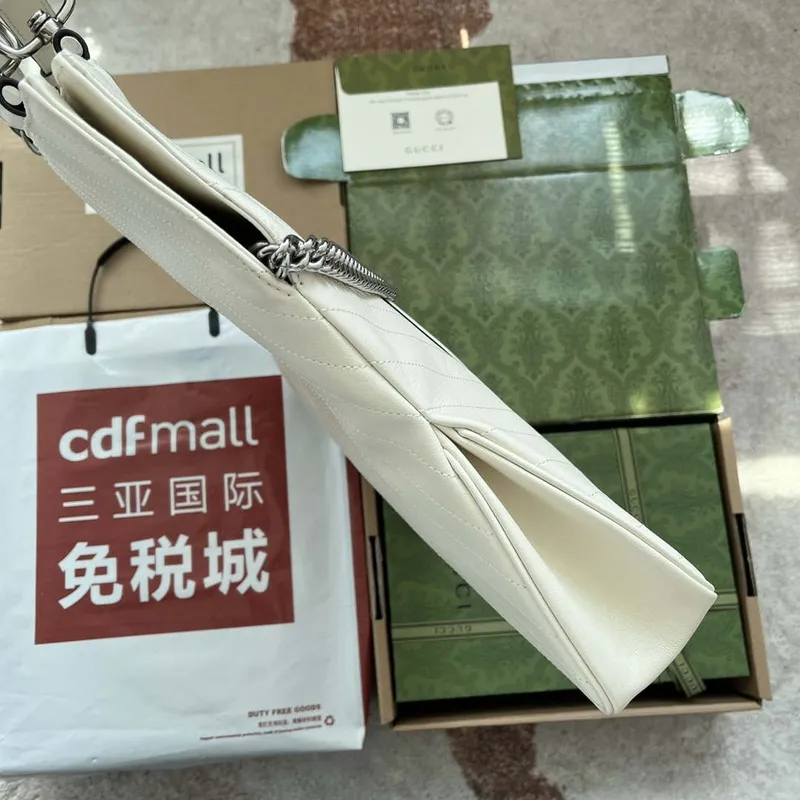 Gucci 751516 Blondie Medium Tote taška v bílé kůži