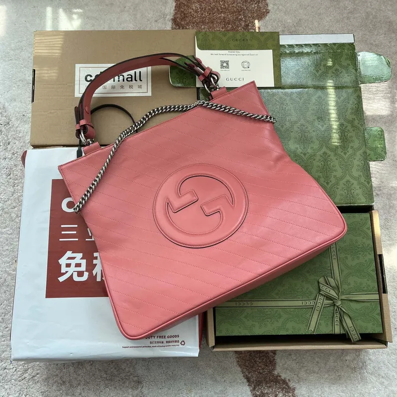 Gucci 751516 Blondie Medium Tote taška v růžové kůži