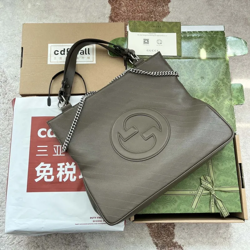 Gucci 751516 Blondie Medium Tote taška v drakově zelené kůži