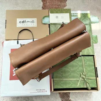 Gucci 751516 Blondie Medium Tote taška z hnědé kůže