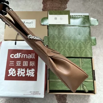 Gucci 751516 Blondie Medium Tote taška z hnědé kůže